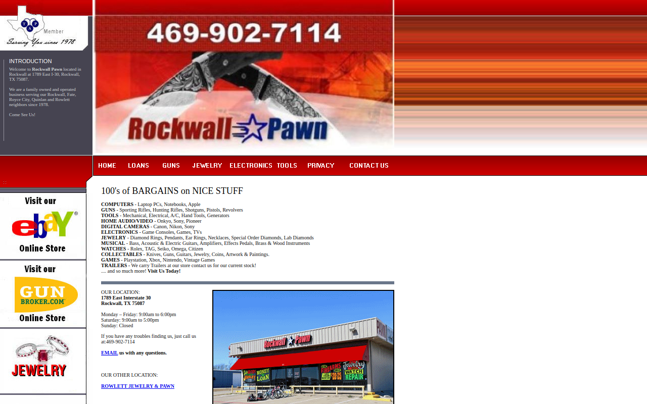 Rockwall Pawn website preview