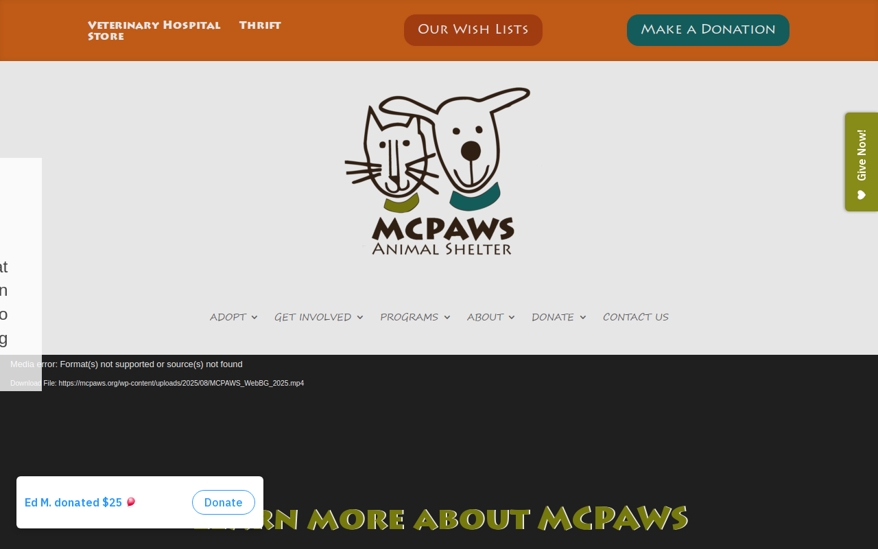 McPaws Thrift Store website preview