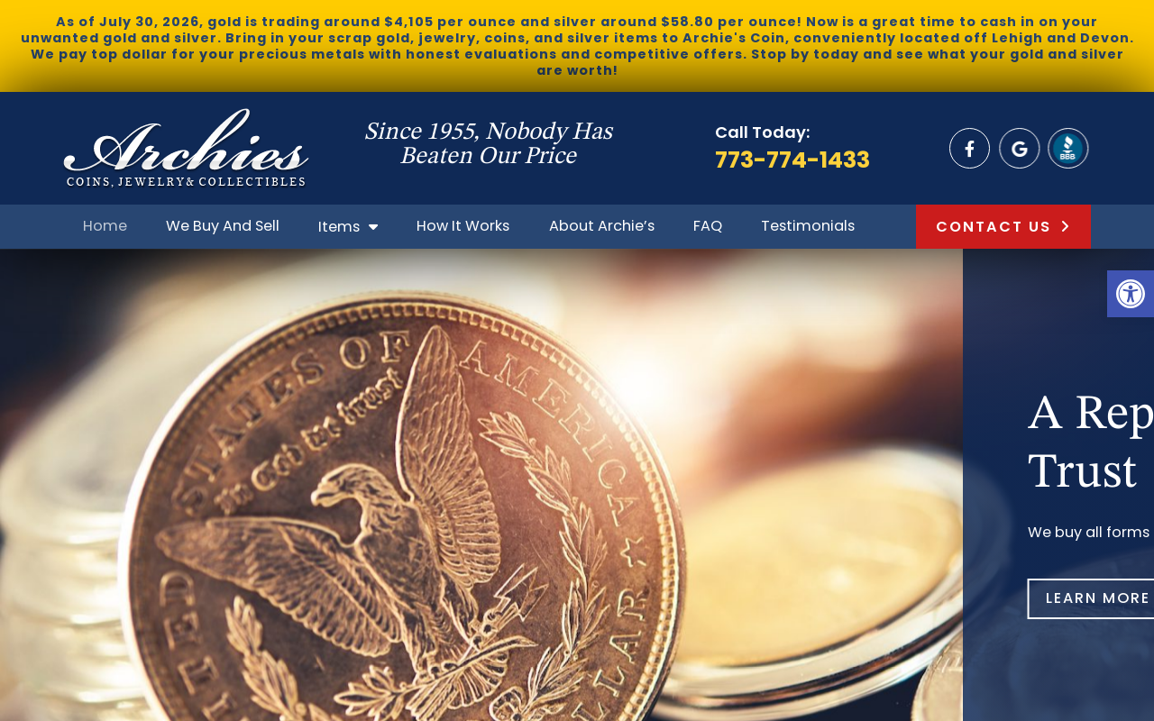 Archie's Coins website preview