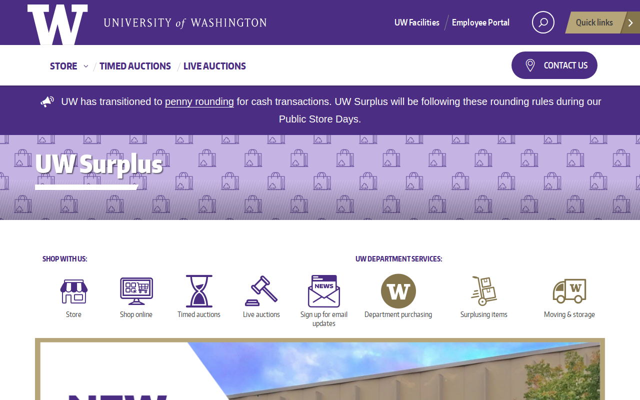 UW Surplus website preview
