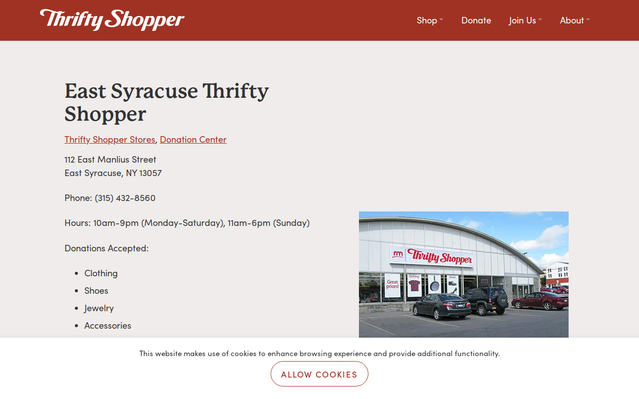 Thrifty Shopper website preview