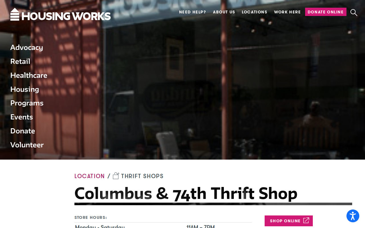Housing Works Thrift Shop website preview