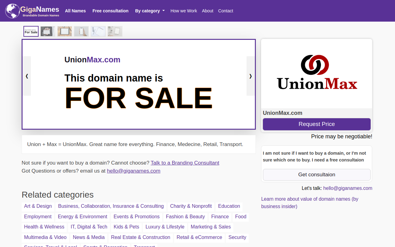 Union Max website preview