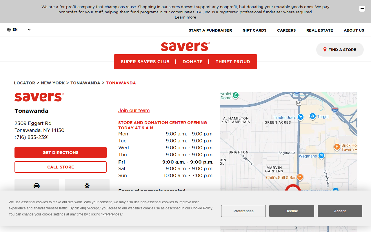 Savers website preview