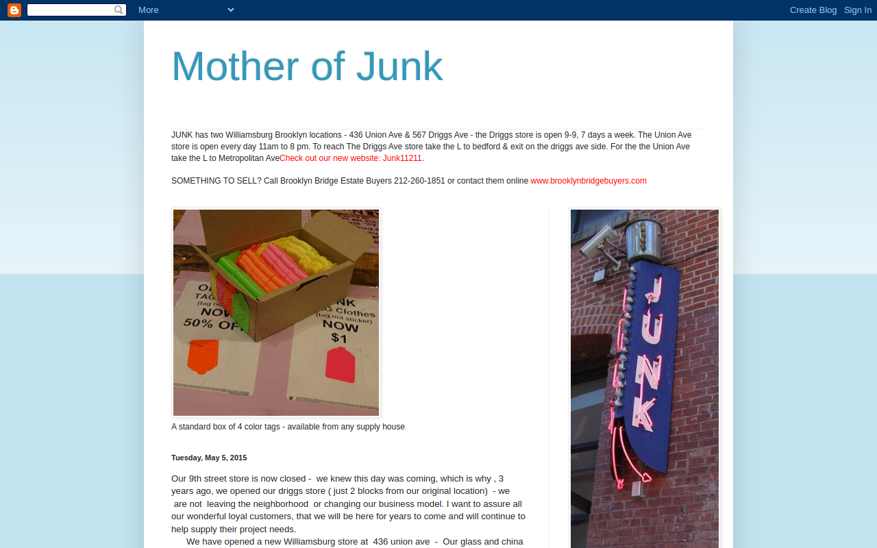Mother of Junk website preview