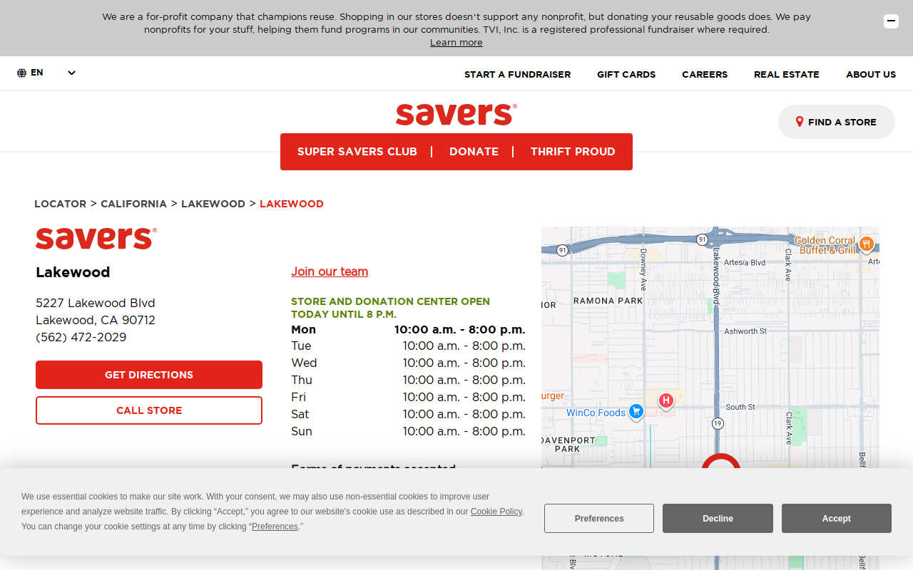 Savers website preview