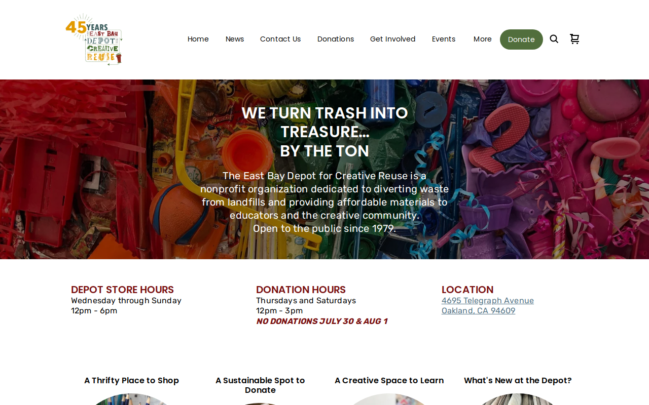 East Bay Depot For Creative Reuse website preview