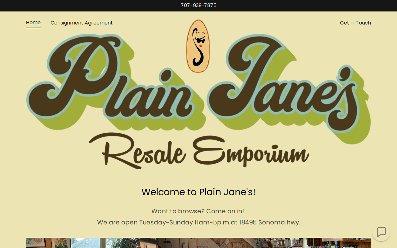 Plain Jane's Consignments website preview