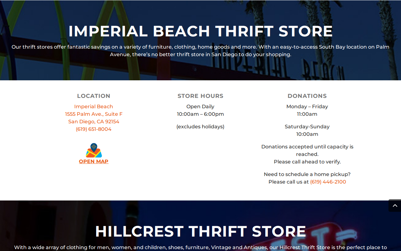 Father Joe’s Villages Thrift Store website preview