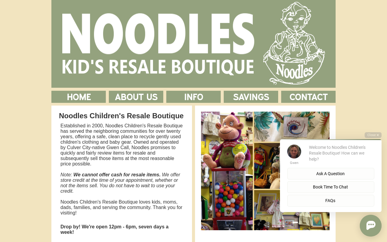 Noodles Children's Resale Boutique website preview