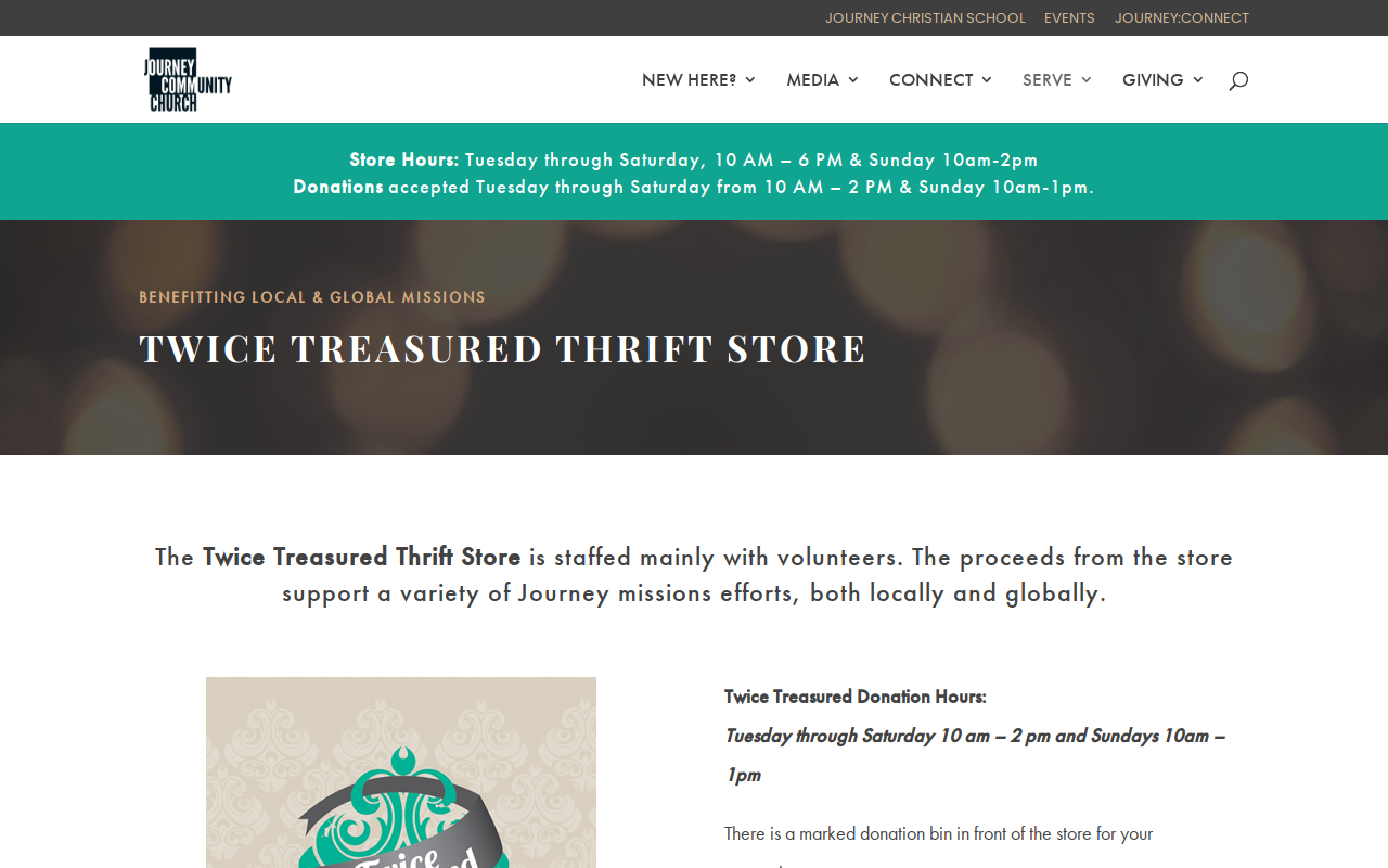 Twice Treasured Thrift Store website preview