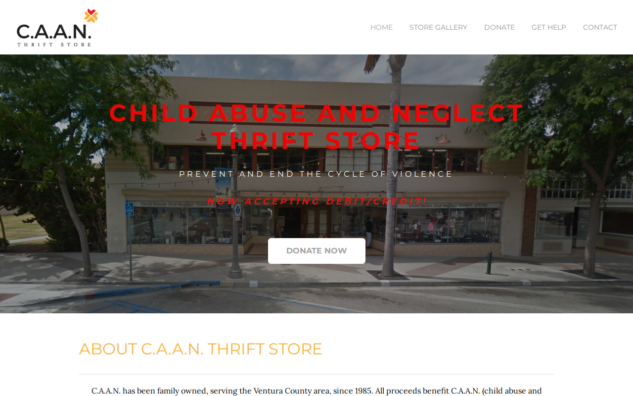 CAAN Thrift Store website preview