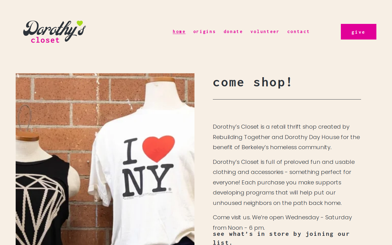 Dorothy's Closet website preview