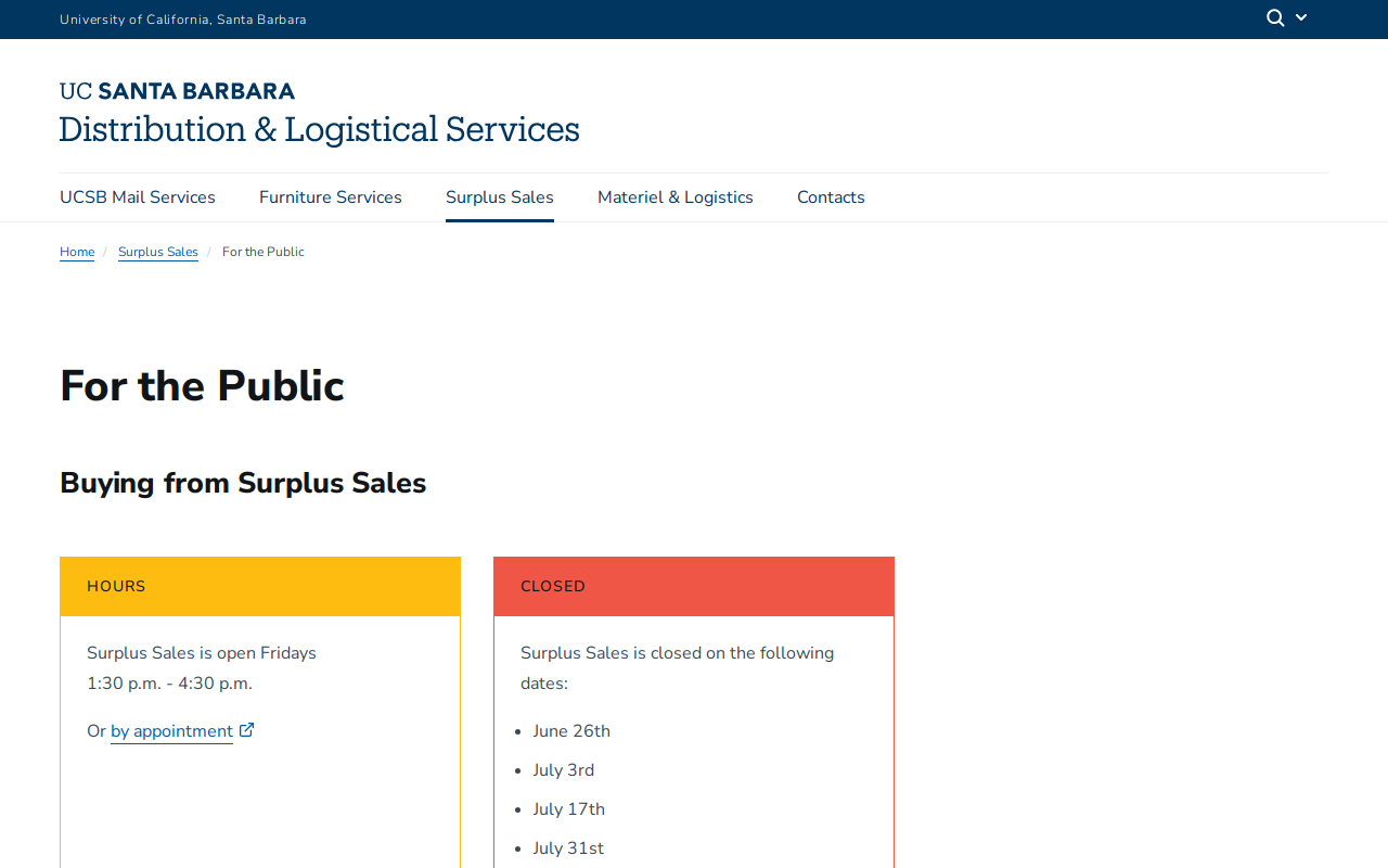 UCSB Surplus Sales website preview