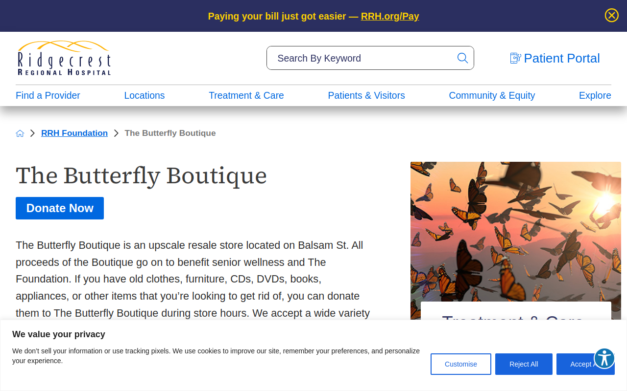 Butterfly Boutique website preview