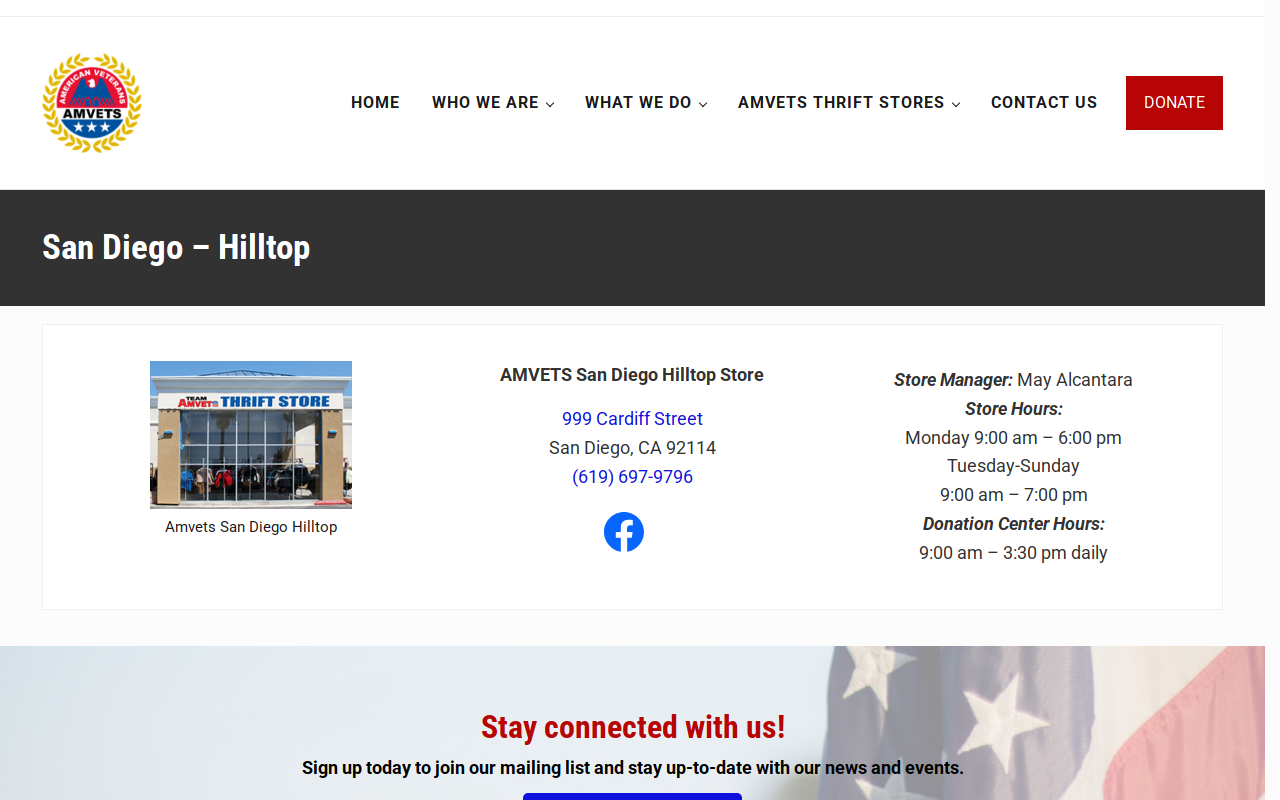AMVETS Thrift Store website preview
