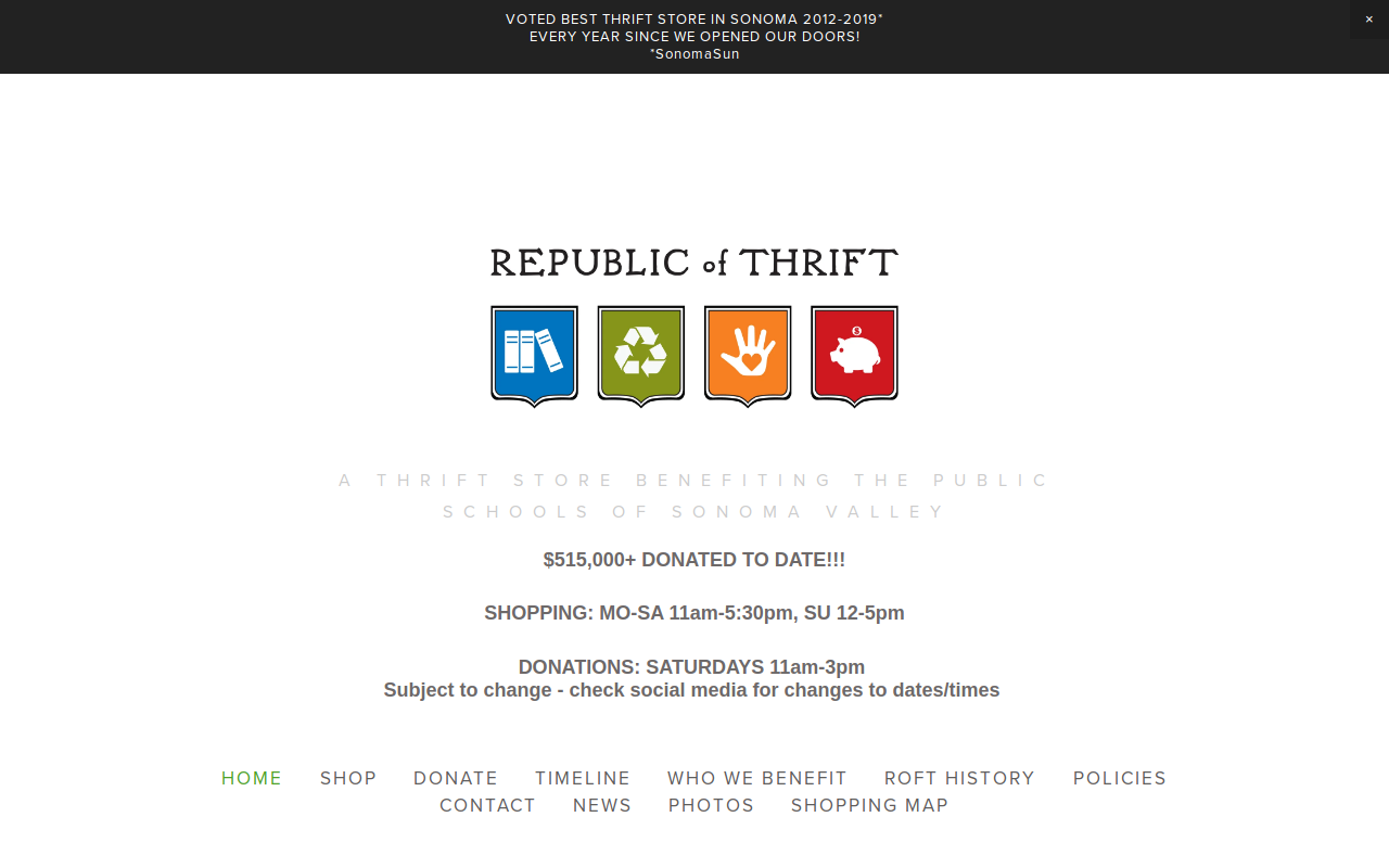 Republic of Thrift website preview