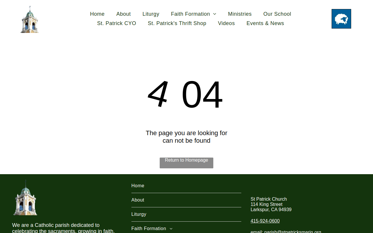 St. Patrick's Thrift Shop website preview