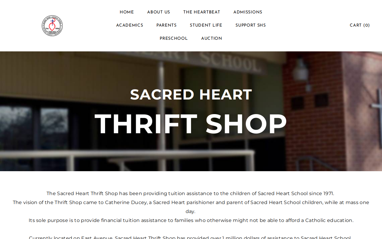 Sacred Heart Thrift Shop website preview