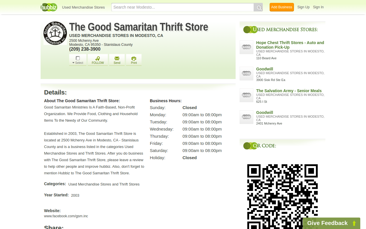 Good Samaritan Thrift website preview