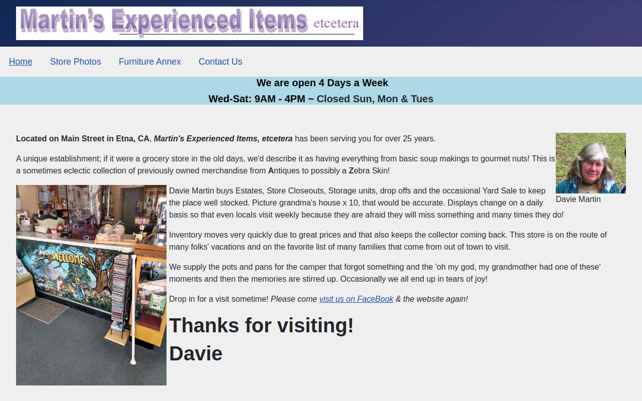 Martin's Experienced Items etcetera..... Furniture Annex website preview