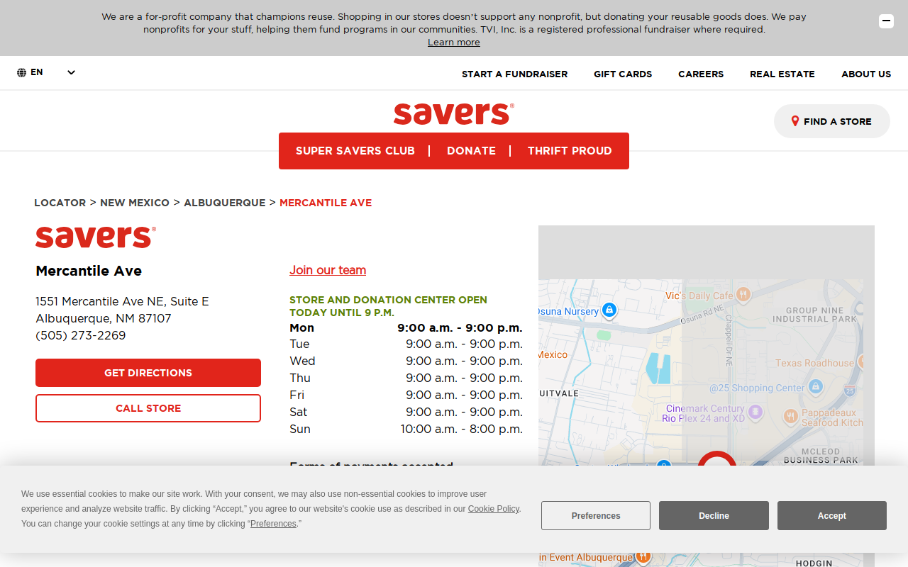 Savers website preview