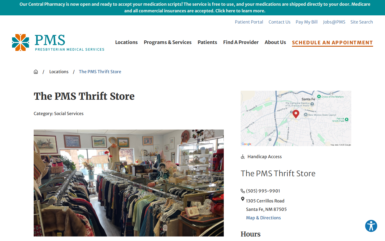 PMS Thrift Store website preview