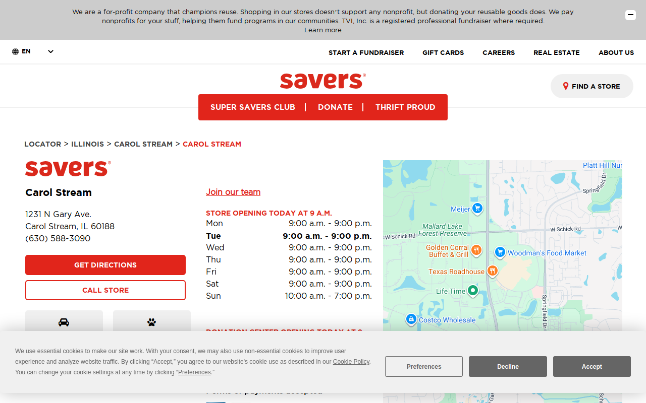 Savers website preview