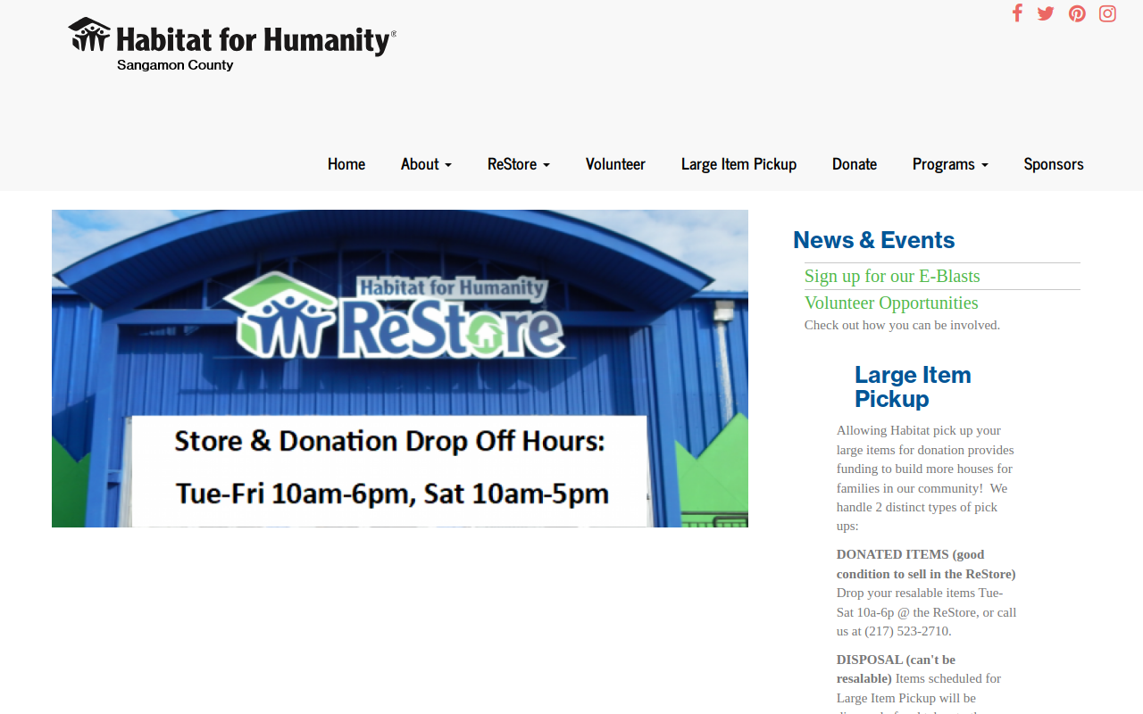 Habitat for Humanity of Sangamon County ReStore website preview