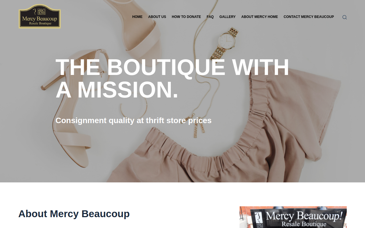 Mercy Beaucoup! Resale Boutique website preview
