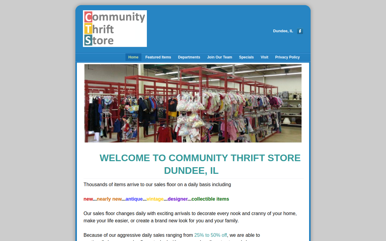 Community Thrift Store website preview
