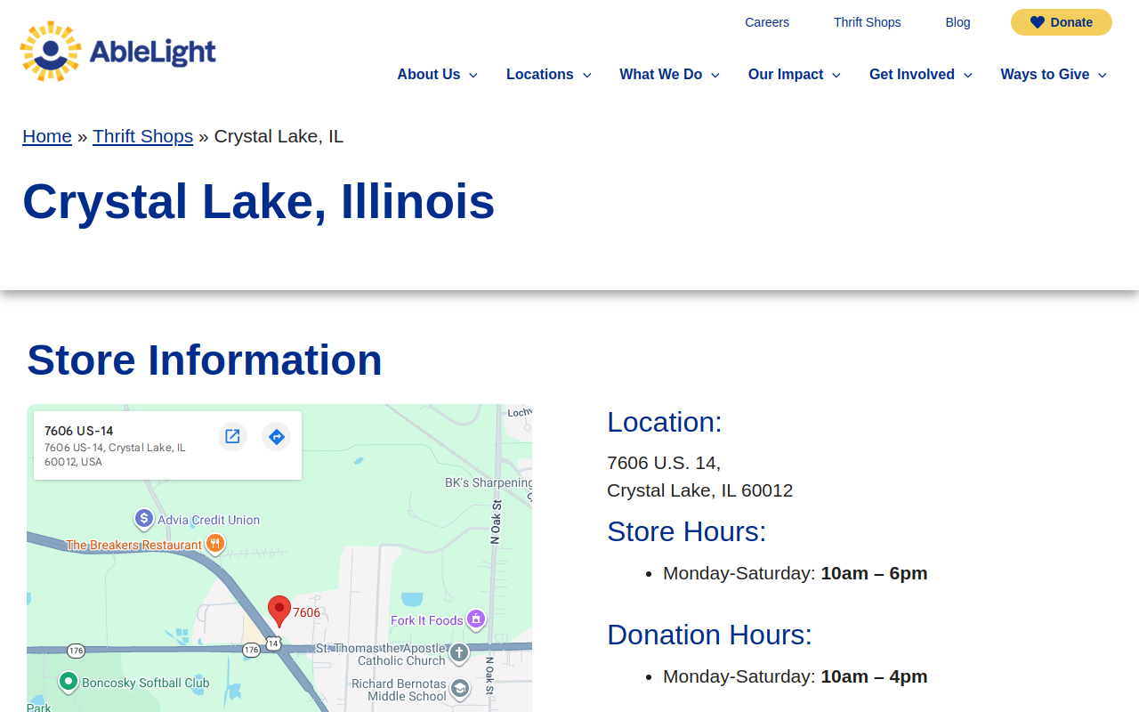 AbleLight Thrift Shop website preview
