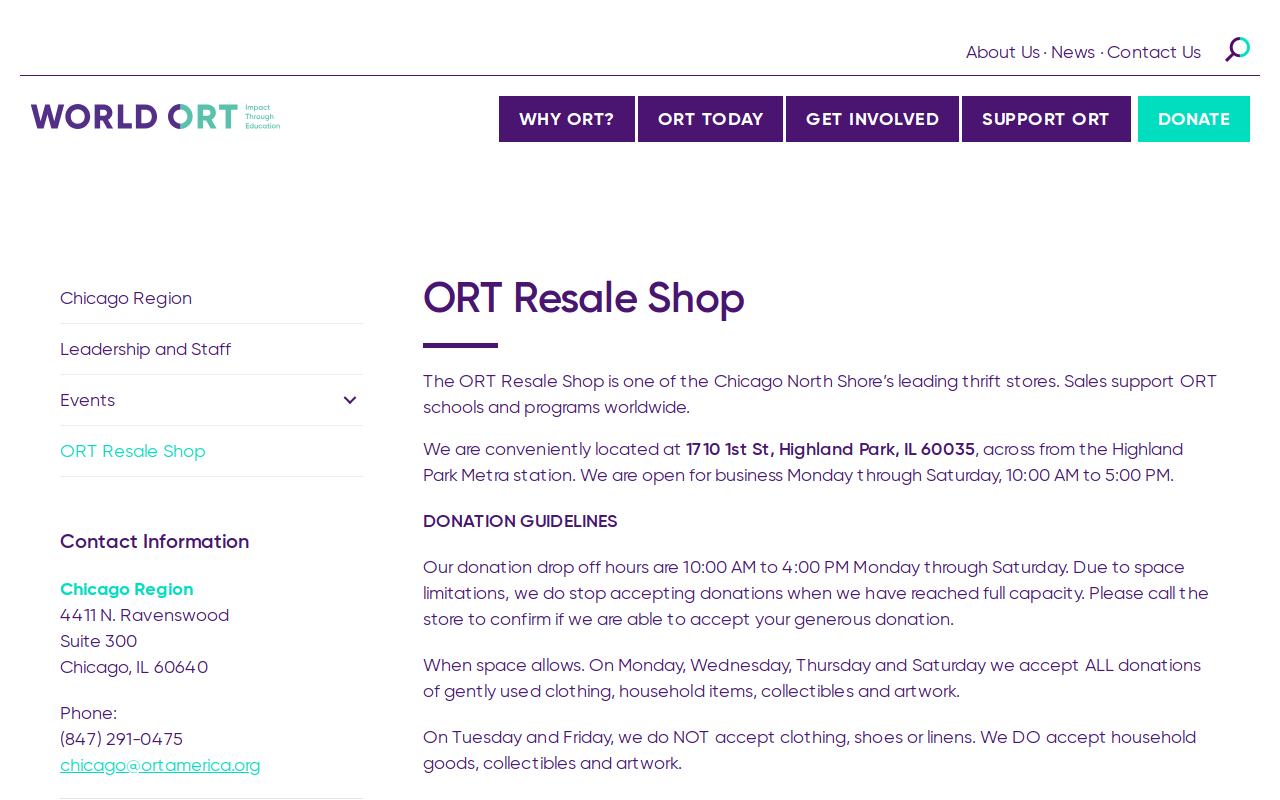 ORT Resale Shop website preview