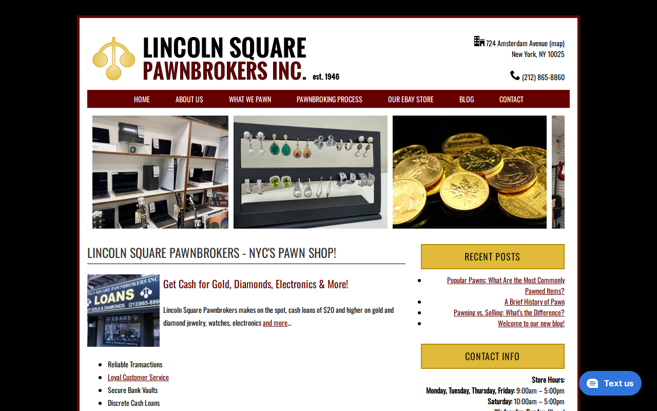 Lincoln Square Pawnbrokers website preview