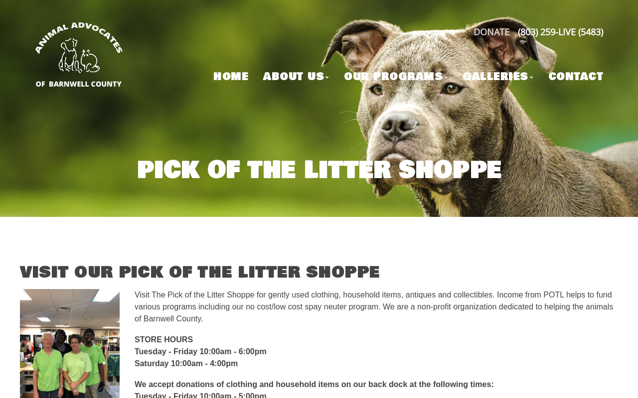 Pick of the Litter Shoppe website preview