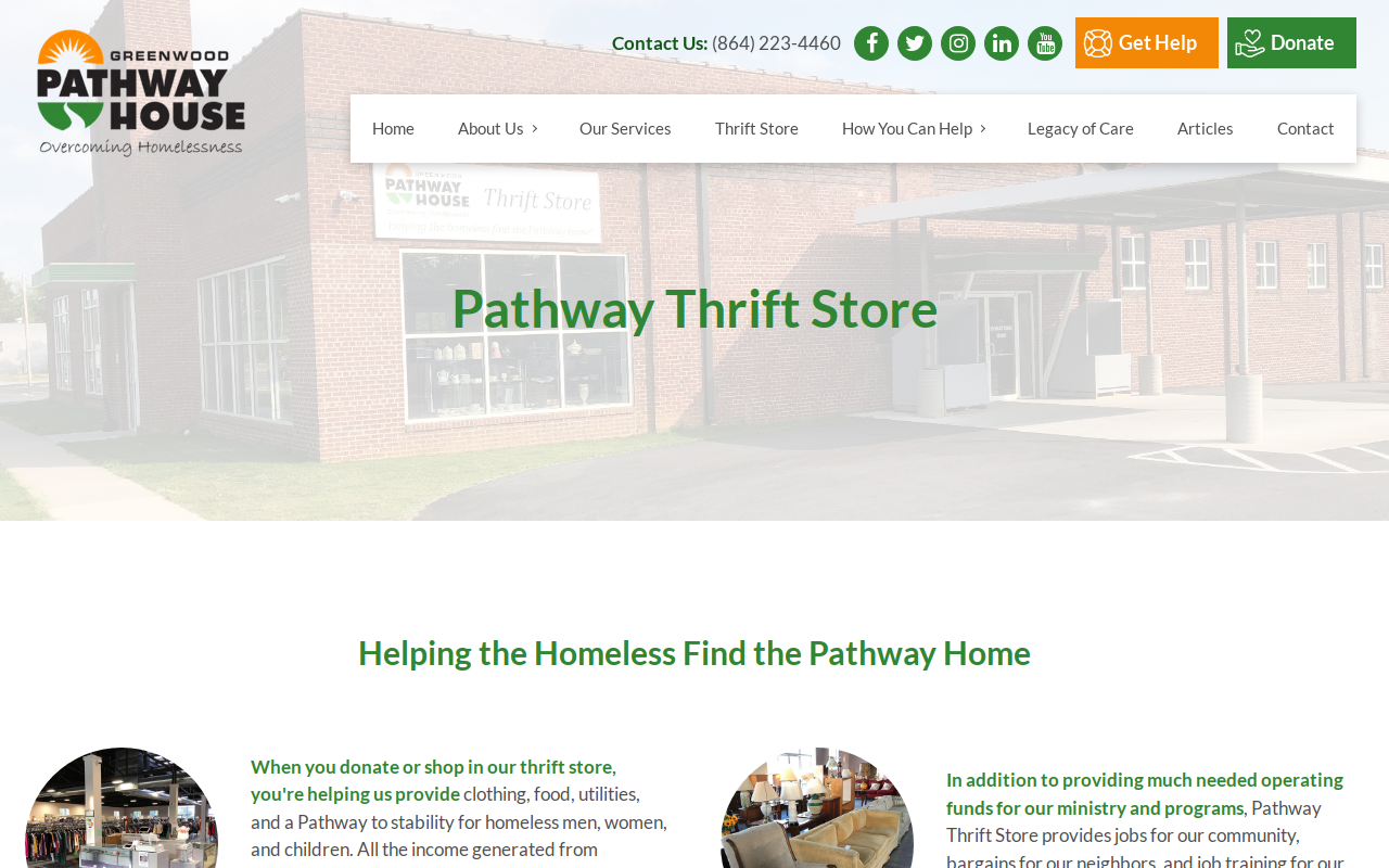Greenwood Pathway House Thrift Store website preview