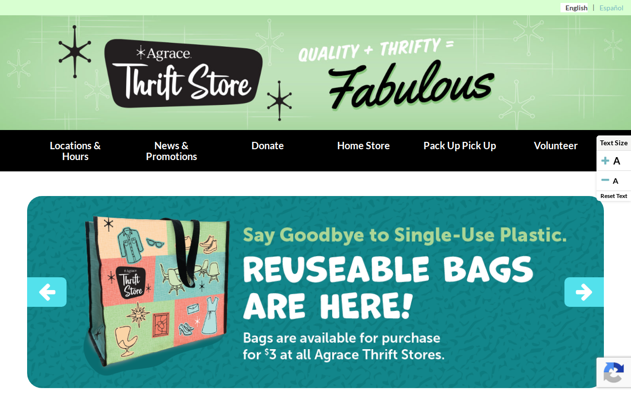 Agrace Thrift Store website preview