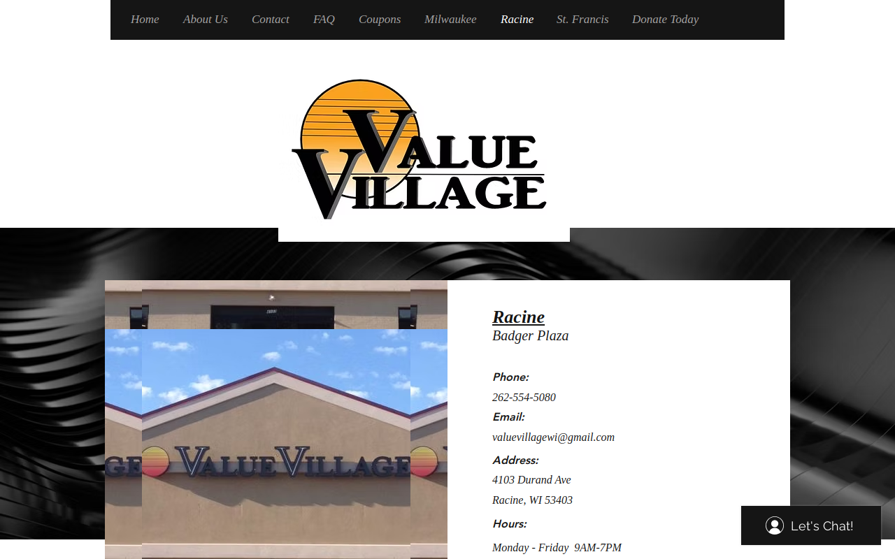 Value Village website preview
