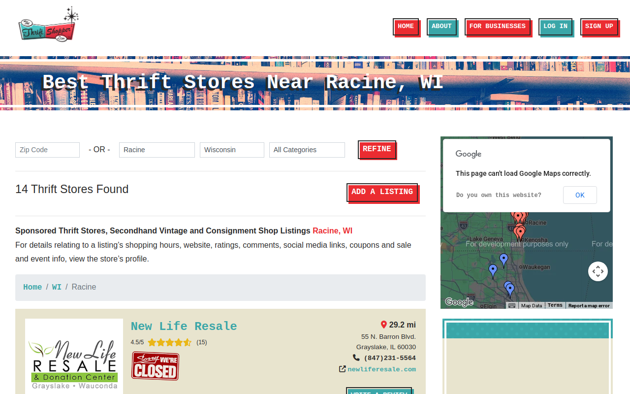 The Thrift Shop website preview