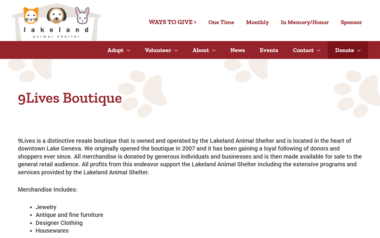 9Lives Boutique website preview
