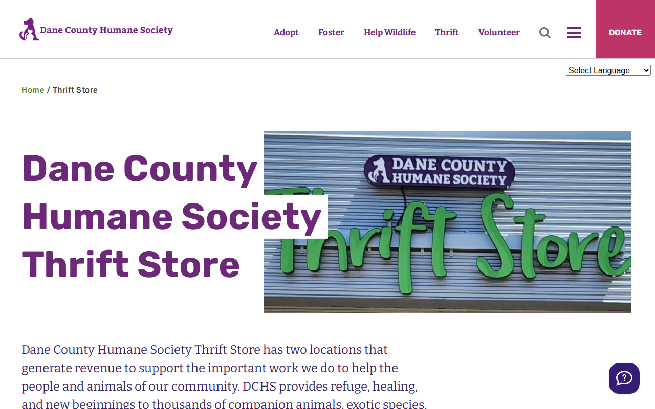 Dane County Humane Society Thrift Store website preview
