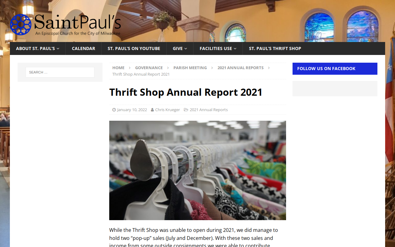 Saint Paul's Thrift Shop website preview