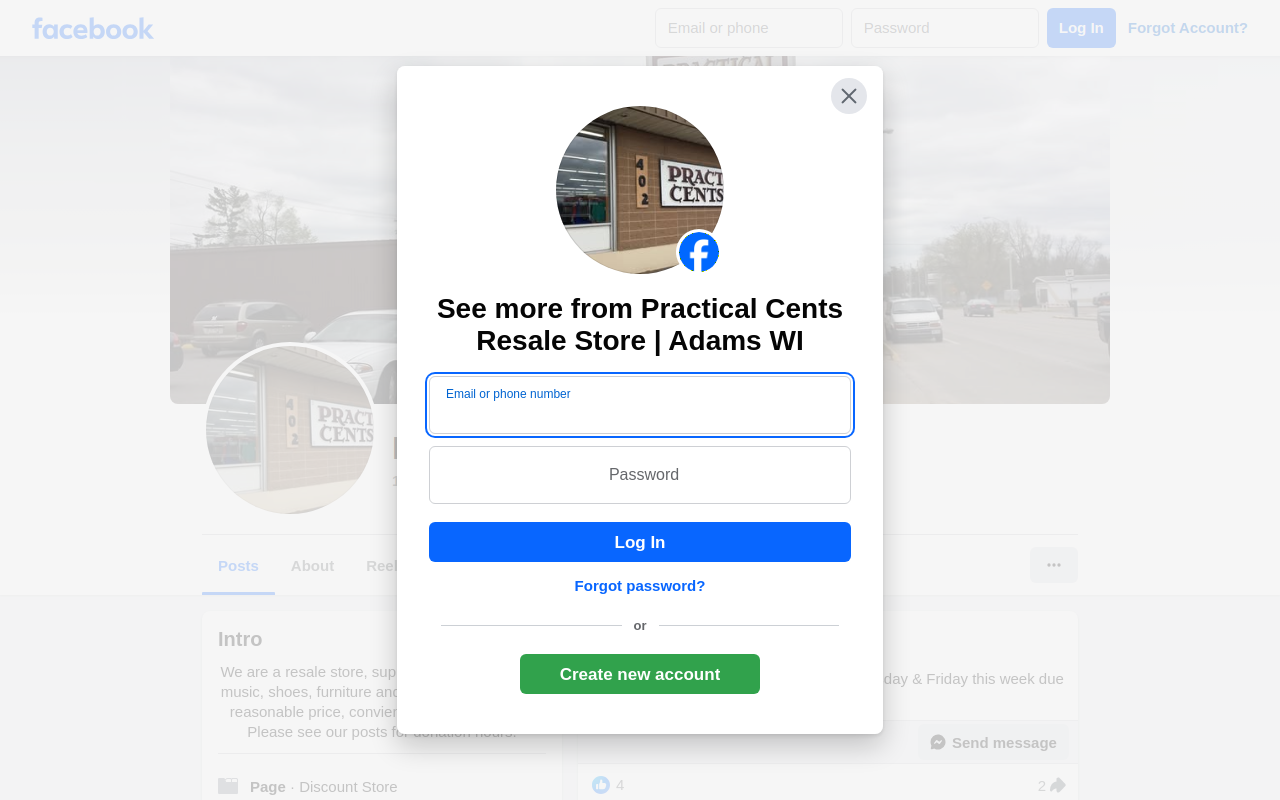 Practical Cents Resale Store website preview
