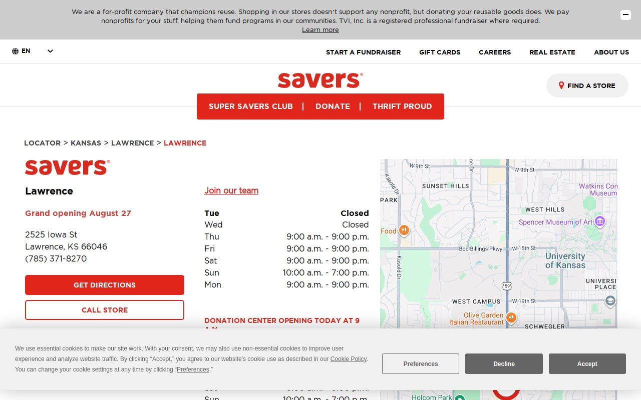 Savers website preview