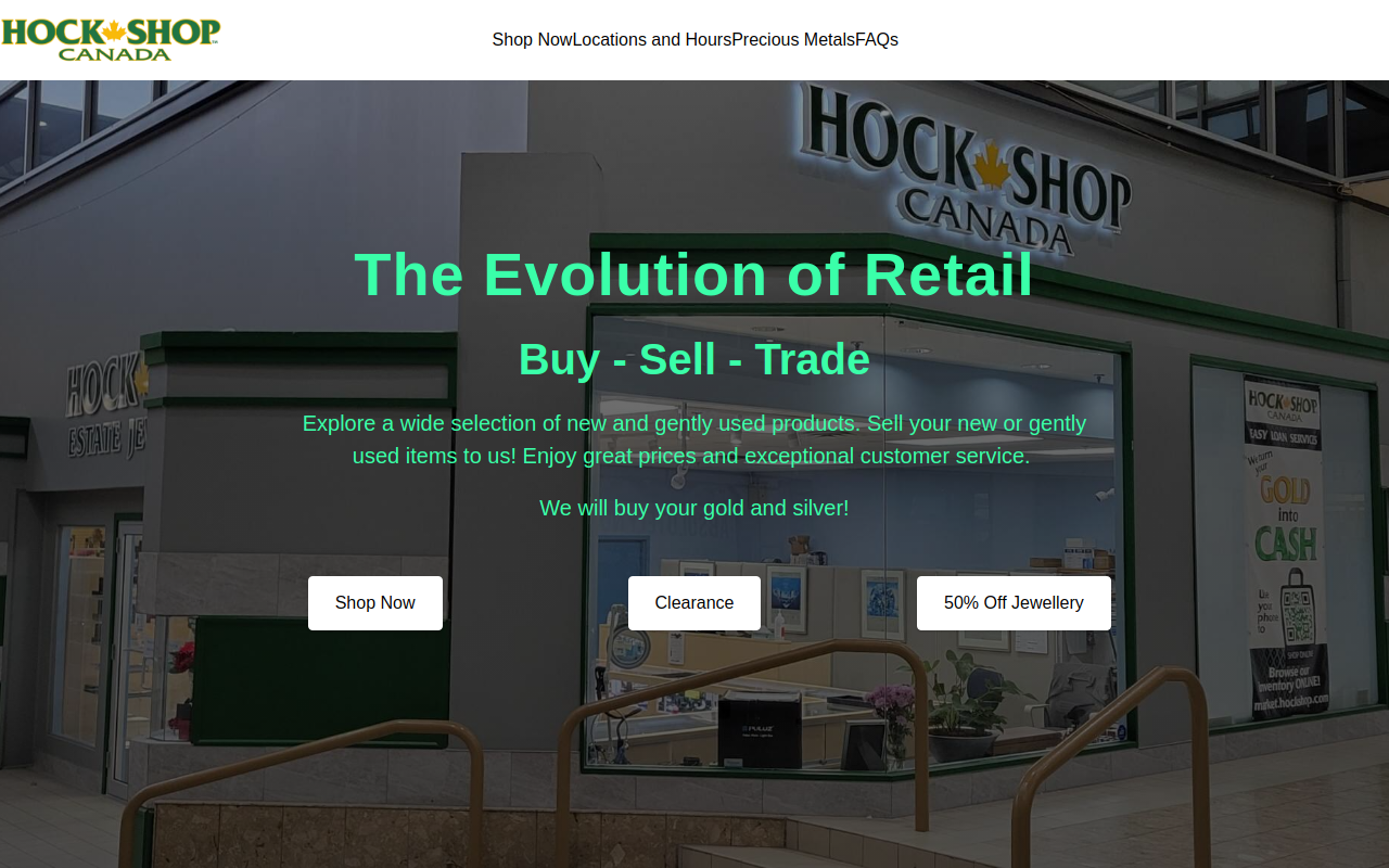 The Hock Shop website preview