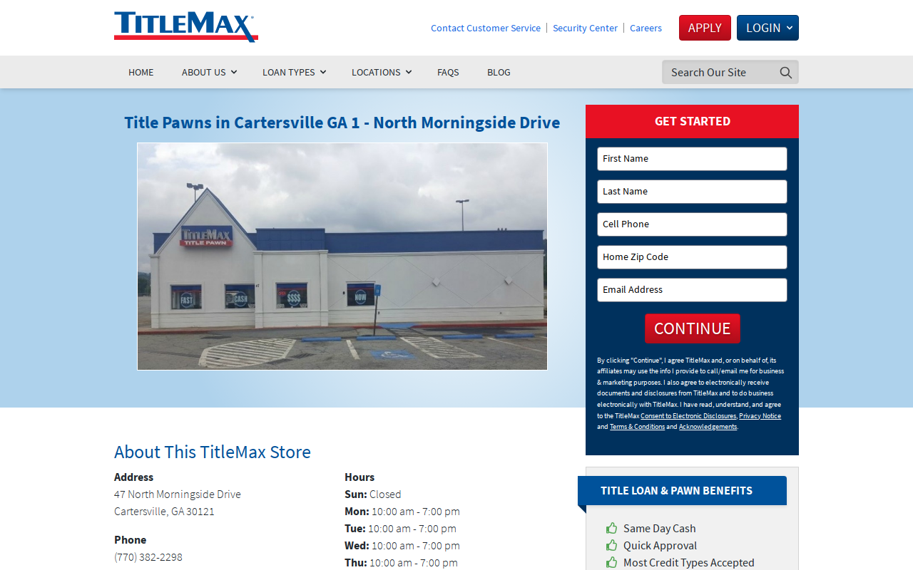 TitleMax Title Pawns website preview