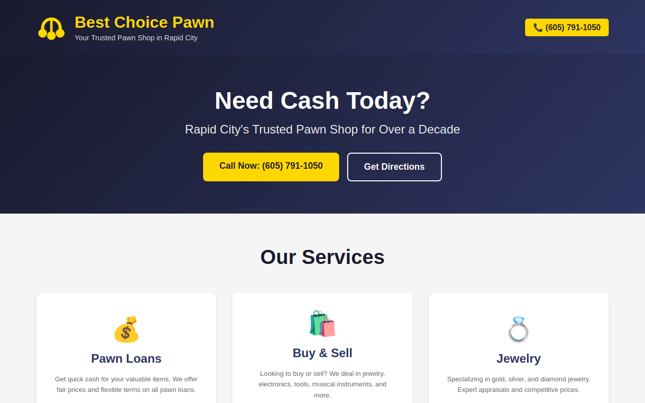 Best Choice Pawn website preview