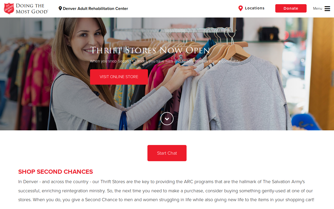 The Salvation Army website preview