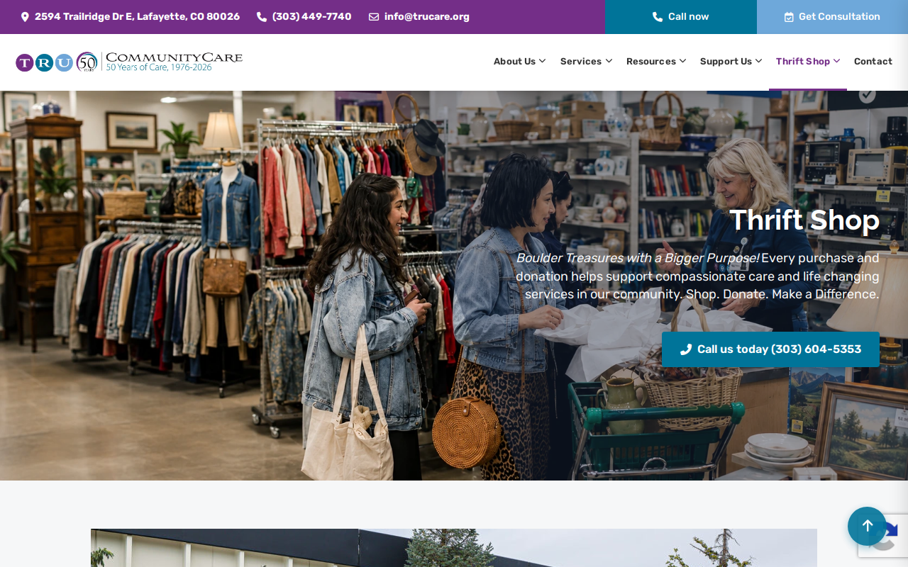 TRU Thrift Shop website preview