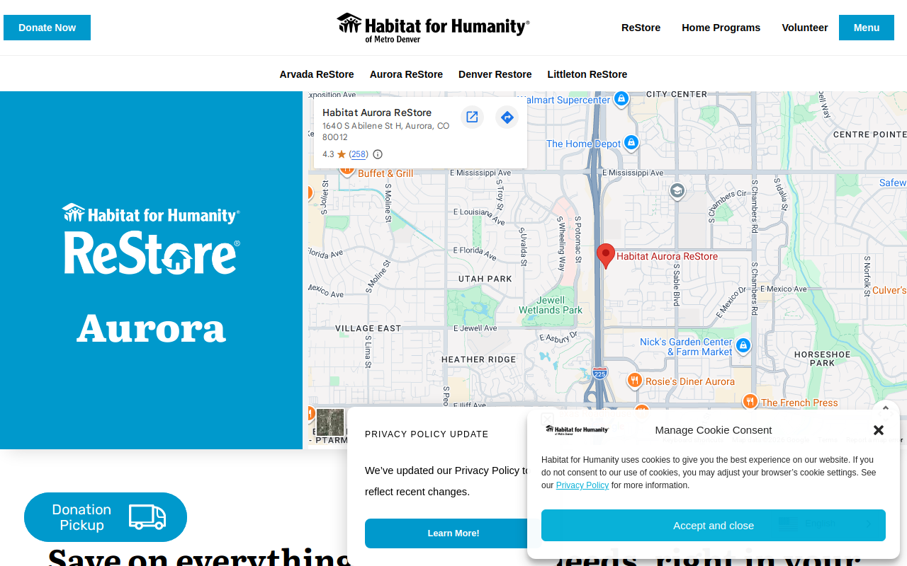 Habitat for Humanity ReStore website preview